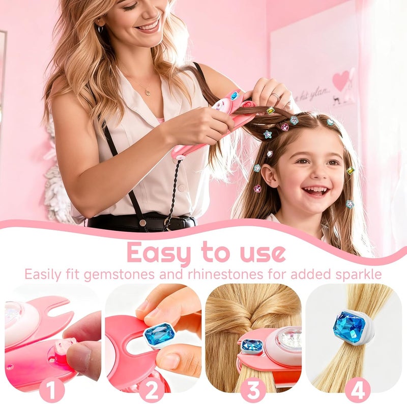 CLRDZN Hair Gem Stamper Kit,Hair Ties and Hair Clips Bling Hair Jewels for Girls Toys, Hair Styling Tool with Reusable Shining Diamonds, Birthday Gifts Toys for Girls Ages 3 4 5 6 8-12 - Image 4